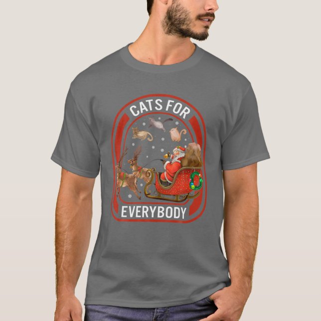 Christmas Cats For Everybody Santa Reindeer Cat Lo T-Shirt (Front)