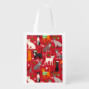 Christmas Cats Grocery Bag