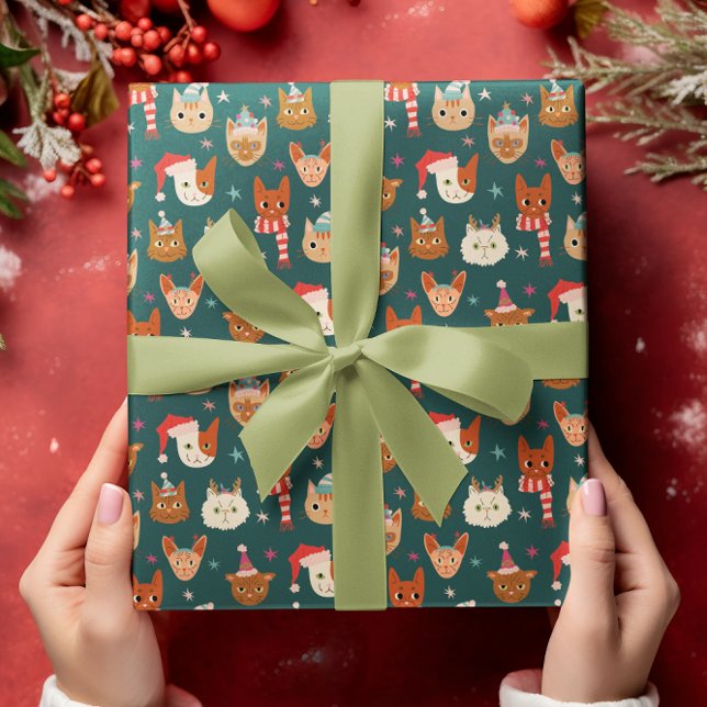 Christmas Cats Hand Drawn Pattern Wrapping Paper (Creator Uploaded)