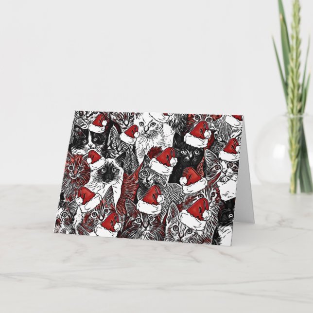 Christmas Cats Holiday Greeting Card (Front)