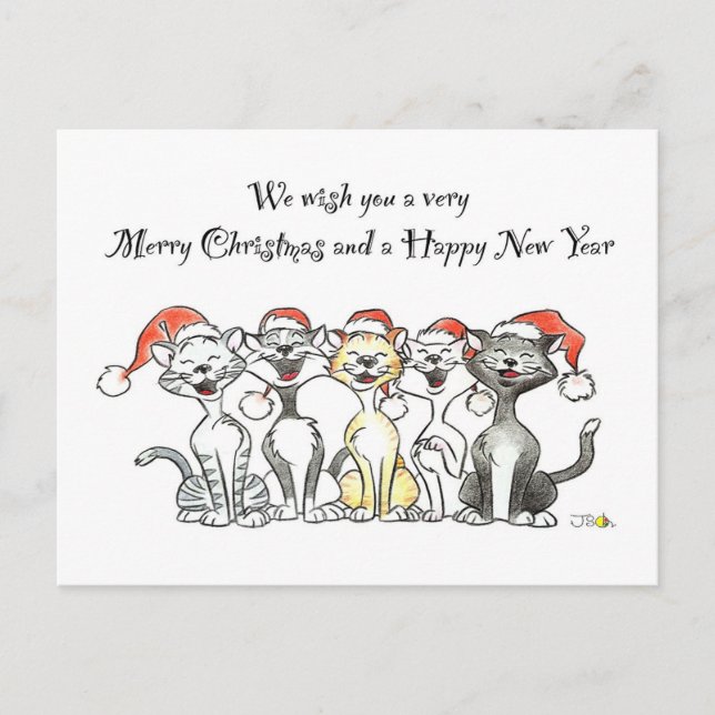 Christmas Cats Holiday Greeting   Postcard (Front)
