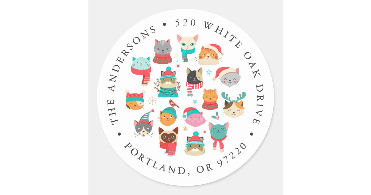 Christmas Cats Holiday Return Address Labels | Zazzle