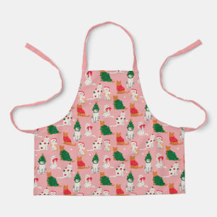 Christmas Cats in Festive Attire Pattern Apron