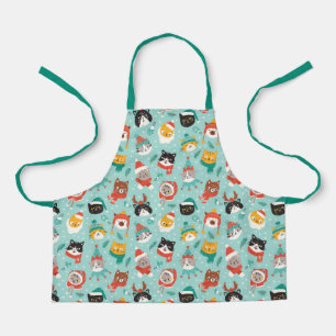 Christmas Cats in Holiday Sweaters Pattern Apron