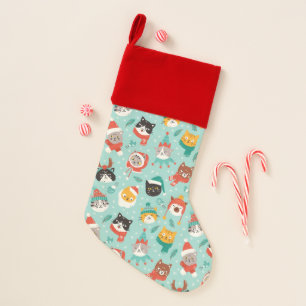 Christmas Cats in Holiday Sweaters Pattern Stocking
