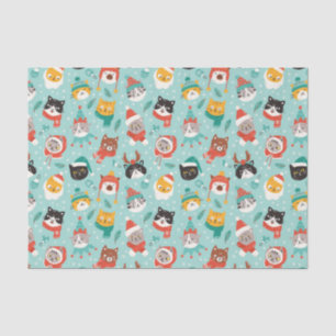 Christmas Cats in Holiday Sweaters Pattern Tissue Paper