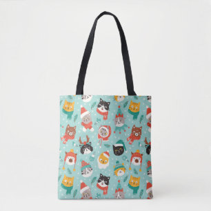 Christmas Cats in Holiday Sweaters Pattern Tote Bag