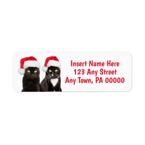 Christmas Cats in Santa Hats Label