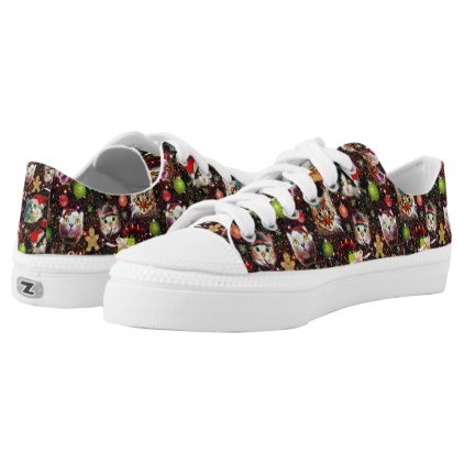 Christmas Cats in Space Galaxy Stars Funny Holiday Low-Top Sneakers