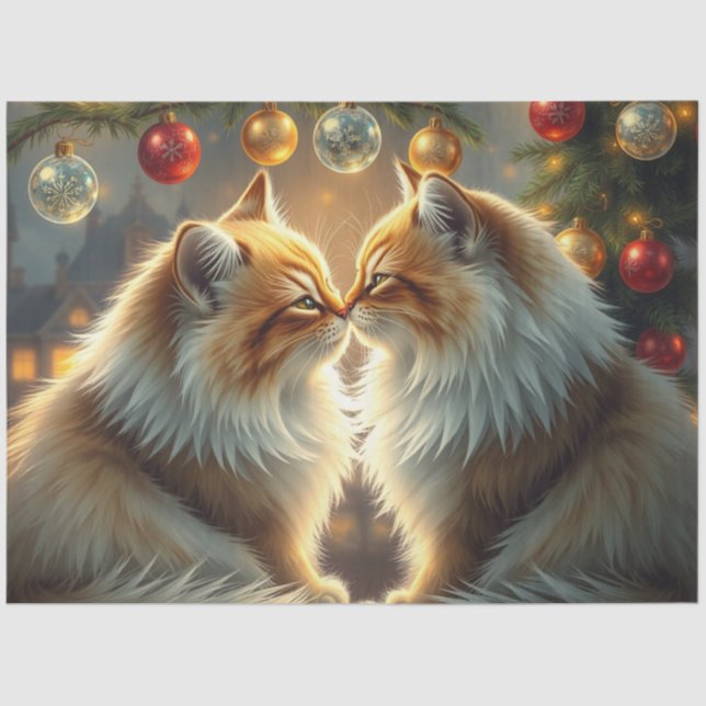 Christmas Cats kissing Tissue Paper (Front)