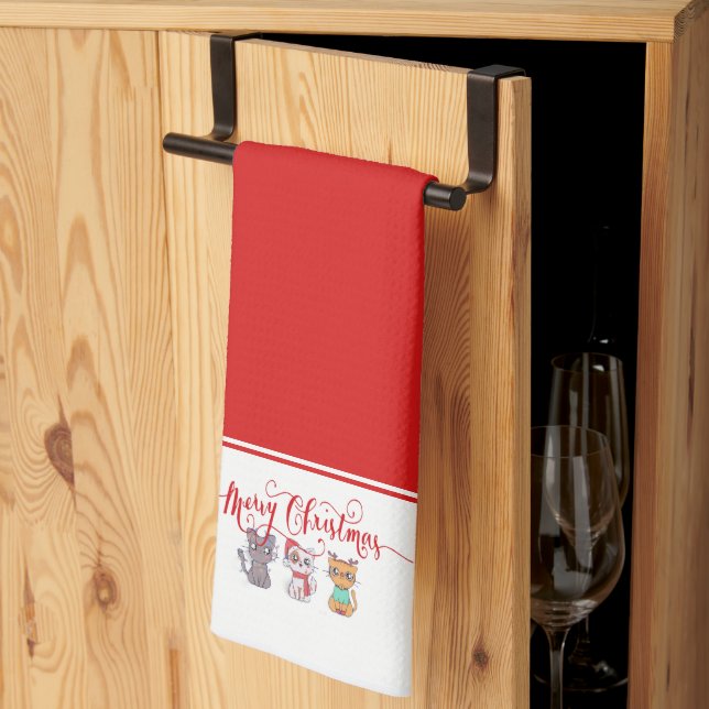 Christmas cats  kitchen towel (Thirds Fold)