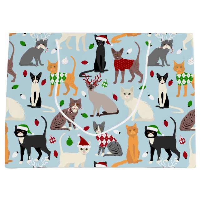 Christmas Cats Large Gift Bag (Front)