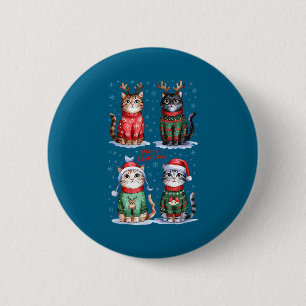 Christmas Cats _ Merry Christmas Cats Graphic  Button