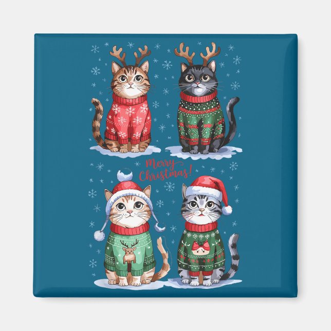 Christmas Cats _ Merry Christmas Cats Graphic  Magnet (Front)