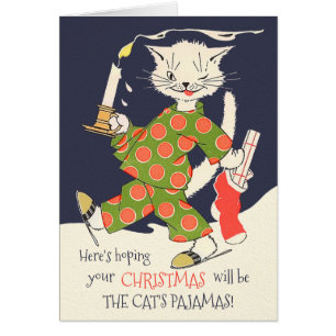 Christmas Cat's pajamas Funny vintage CC0617 Card