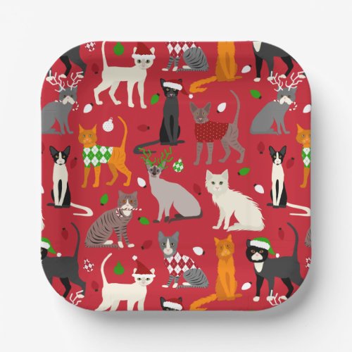Christmas Cats Paper Plates