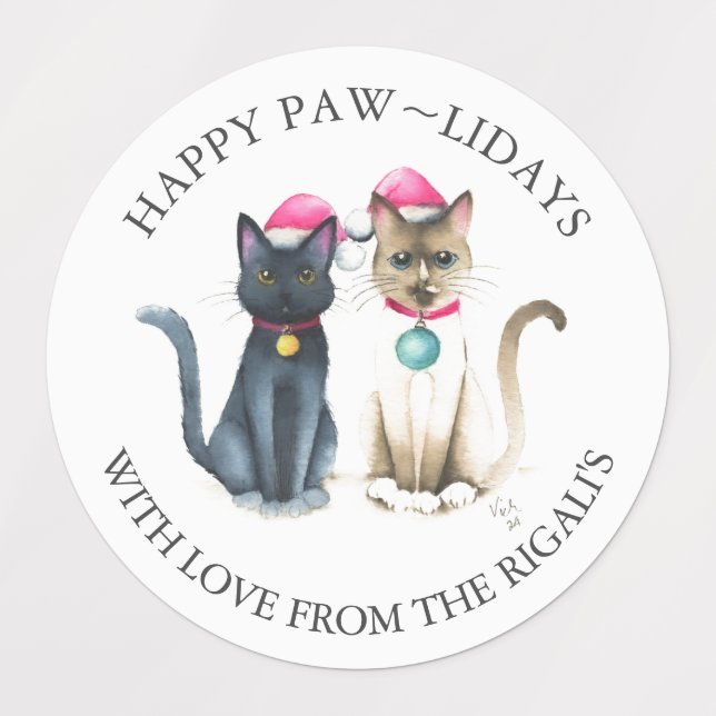 Christmas Cats Personalized Gift Wrapping Labels (Design 1)