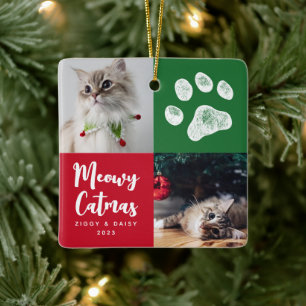Christmas Cats Photo Paw Print Ornament