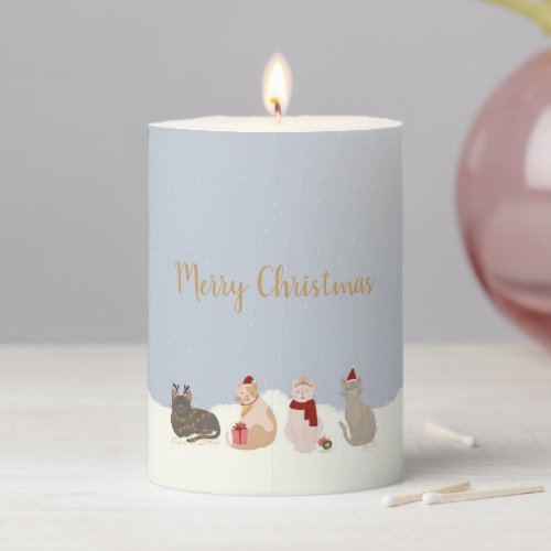 Christmas Cats Pillar Candle