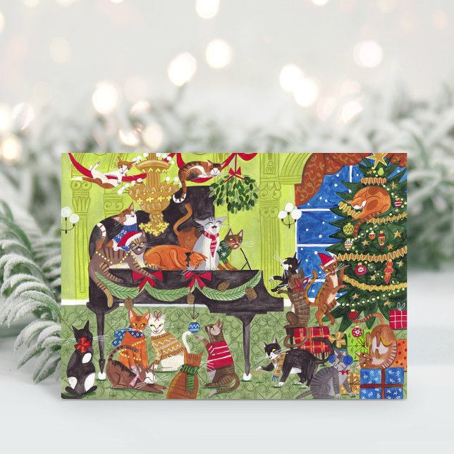 Christmas Cats playing Piano Holiday Card (Christmas Cats playing Piano Holiday Card)