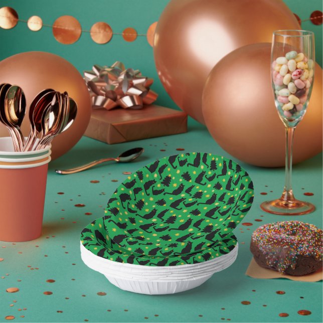 Christmas Cats Stars And Trees Paper Bowls (Multi)