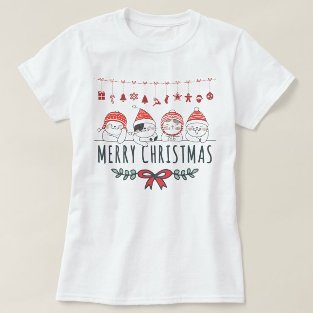 Christmas Cats T-Shirt (Design Front)