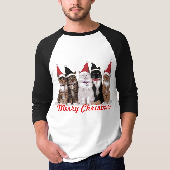 Christmas Cats T-Shirt - Long Sleeve - Black (Front)