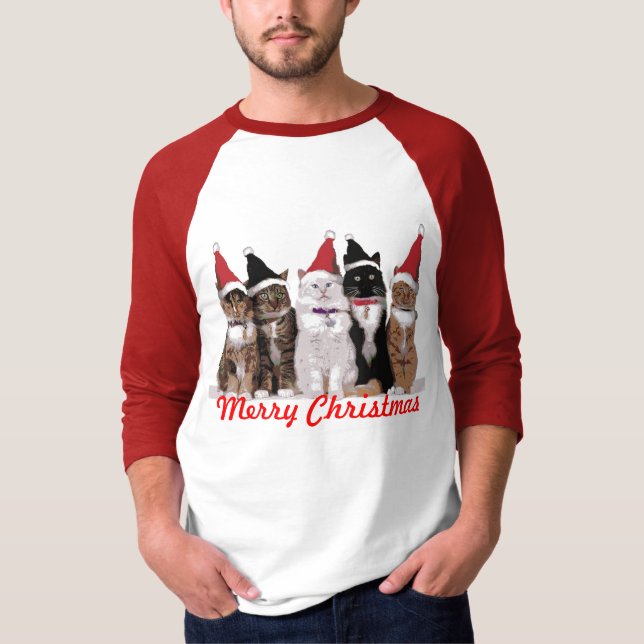 Christmas Cats T-Shirt - Long Sleeve - Red (Front)