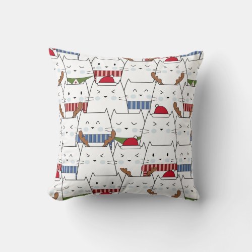 Christmas Cats Throw Pillow