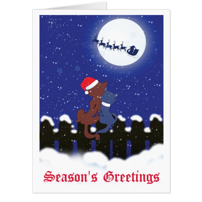 Christmas Cats Watching Moon Giant Greeting Card (Front)