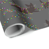 Christmas Cats with Christmas Lights Wrapping Paper (Roll Corner)