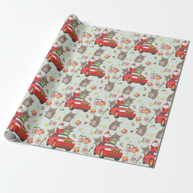 Christmas Cats Wrapping Paper (Unrolled)