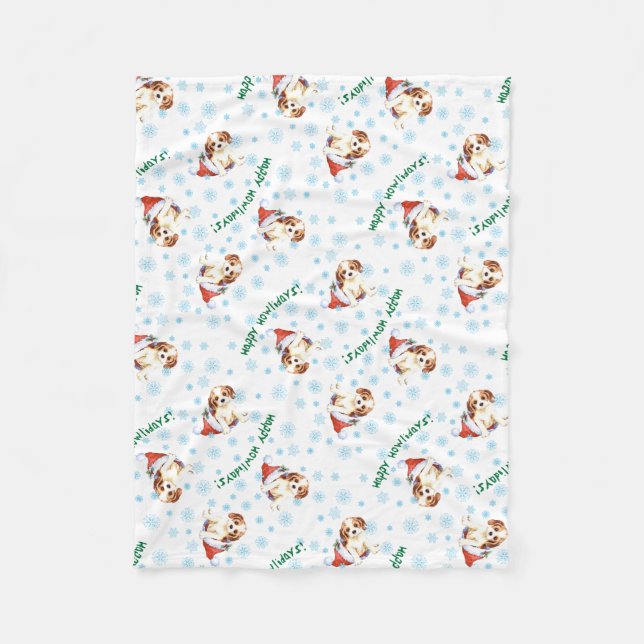 Christmas Cavalier Fleece Blanket (Front)