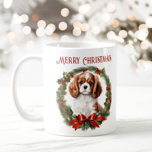 Christmas Cavalier King Charles Dog Text Mug