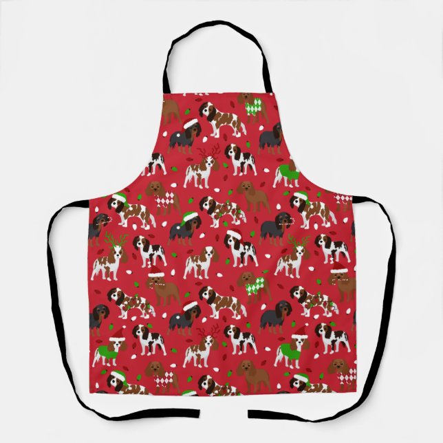Christmas Cavalier King Charles Spaniel Apron (Front)