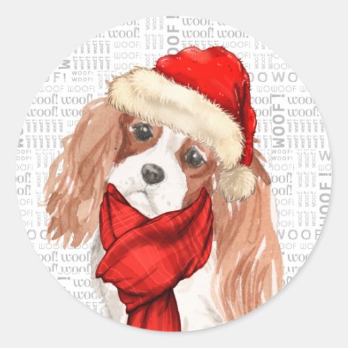 Christmas Cavalier King Charles Spaniel Dog Classic Round Sticker