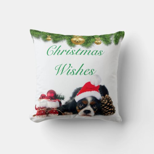 Christmas Cavalier King Charles Spaniel Dog Throw Pillow