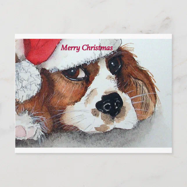 Christmas Cavalier King Charles Spaniel Holiday Postcard | Zazzle
