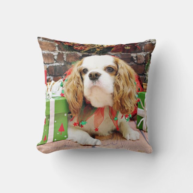 Christmas - Cavalier King Charles Spaniel  Mei Mei Throw Pillow (Front)