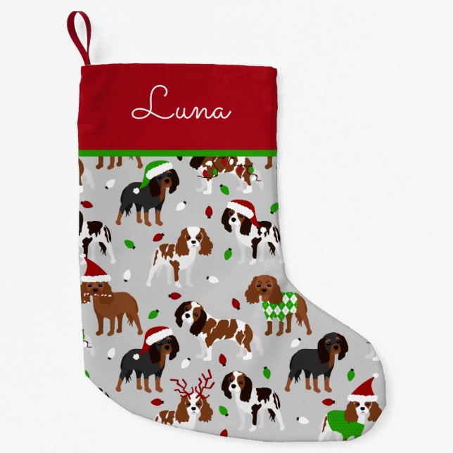 Christmas Cavalier King Charles Spaniel Small Christmas Stocking (Front)