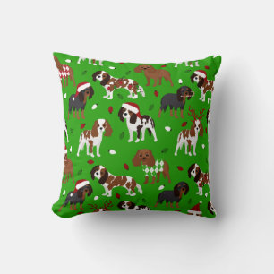 Christmas Cavalier King Charles Spaniel Throw Pillow