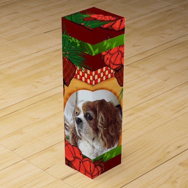 Christmas Cavalier King Charles Spaniel Wine Box (Front)