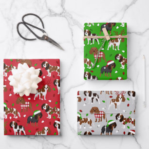 Christmas Cavalier King Charles Spaniel Wrapping Paper Sheets