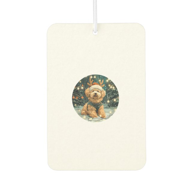 Christmas Cavapoo Reindeer Dog Santa Hat Cute Holi Air Freshener (Front)