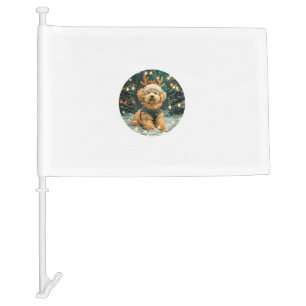 Christmas Cavapoo Reindeer Dog Santa Hat Cute Holi Car Flag