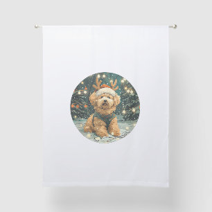 Christmas Cavapoo Reindeer Dog Santa Hat Cute Holi Sheer Curtains