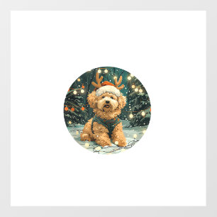 Christmas Cavapoo Reindeer Dog Santa Hat Cute Holi Wall Decal