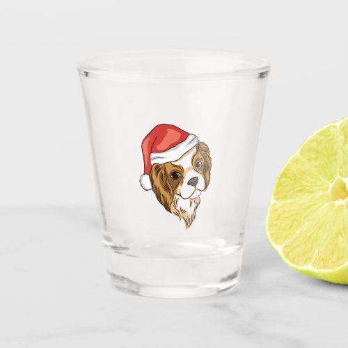 Christmas Cavlier Dog Shot Glass