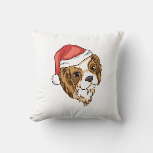 Christmas Cavlier Dog Throw Pillow
