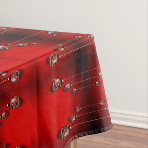 Christmas Celebration Golden Red Winter Elegant Tablecloth